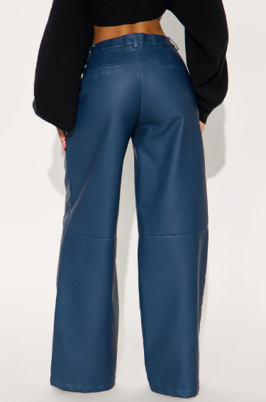 Pantalón Cuero Faux Wide-Leg Azul Petróleo - Edición Limitada