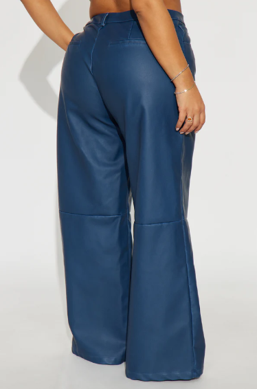 Pantalón Cuero Faux Wide-Leg Azul Petróleo - Edición Limitada