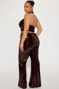 Conjunto Lentejuelas Vino Top + Pantalón