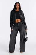 Jean Denim Acampanado con Pedrería Negro