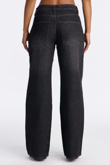 Jean Denim Acampanado con Pedrería Negro